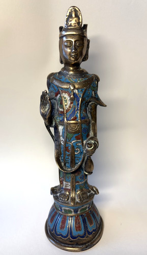 Statue guanyin bronze - guanyin, Émaux