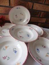 FAIENCERIE NOUVELLE N° 601  6 ANCIENNES ASSIETTES CREUSES  22,5 CM