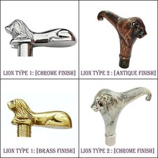 Lot Vintage De 4 Canes En Laiton Roi Lion Poignée Seulement Marine Nautique