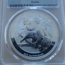 Australia 1$ Koala 2018 MS70 PCGS FirstStrike 1 oz silver 99.9% coin (in a SLAB)
