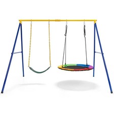 Balançoire nid d'oiseau ø1m et balançoire ceinture 1,2 m avec portique métal 2