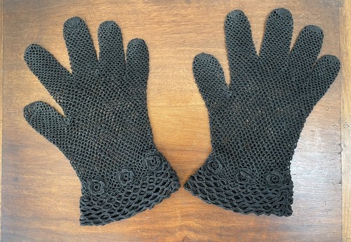 Paire gants anciens noirs - de,