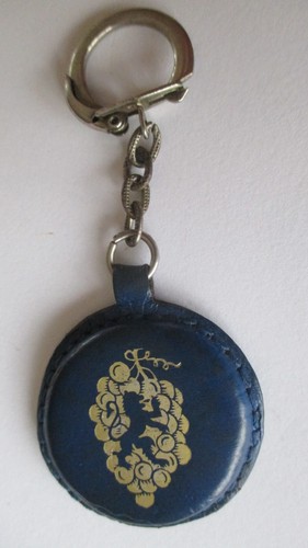 Porte clé cuir bleu années