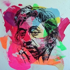 PyB signed SERGE GAINSBOURG TABLEAU pop street art graffiti paint FRENCH Paris