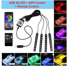 Kit LED RGB Intérieur Voiture - 4 Bandes Lumineuses, Télécommande & Mode Musical