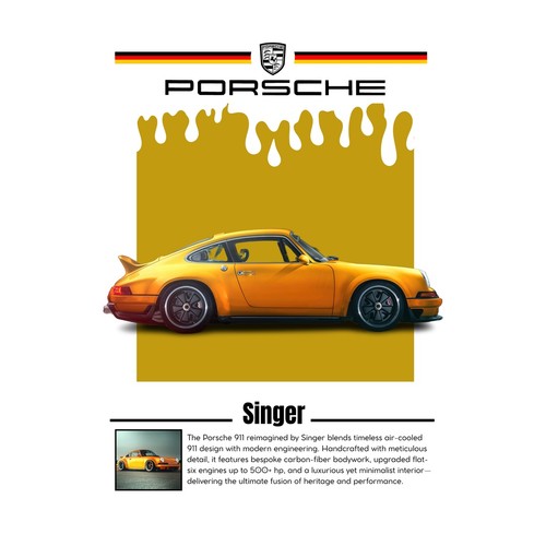 Affiche porsche 911 jaune - 911, |