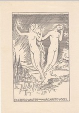 Exlibris Livre Plaque Klischee Hans Wildermann 1884-1954 Femmes Acte Ville Acte