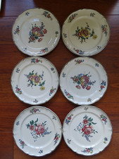 VILLEROY ET BOCH 6 ANCIENNES  ASSIETTES PLATE FAIENCE  VIEUX STRASBOURG  25 cm
