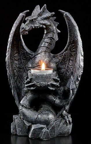Bougeoir dragon fossile - bougeoir,