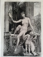 Baudry Gravure Eau Forte Etching Portrait Jeune Femme Nue Allegorie La Vérité