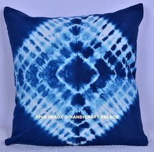 Mandala Design Coton Inde Décor 16 " Main Teinture Bleu Coussin Housse