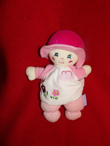 Doudou poupée rose robe - doudou,