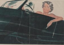"PIN-UP en AUTOMOBILE" Affiche originale entoilée CAROLS (BRENOT) 1950  50x34cm