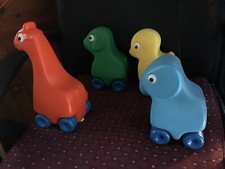 Little Tikes Pull Toy Wagon Animals Elephant Chick Dog Giraffe Lot Vintage 80s