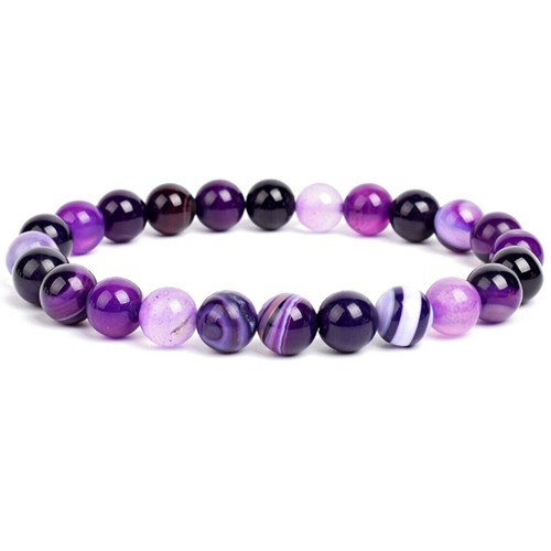 Bracelet agate rayée violette - bracelet,