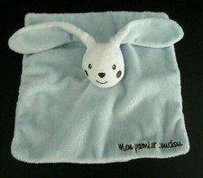 *. DOUDOU PLAT KIMBALOO LAPIN BLEU BLANC NOIR MON PREMIER DOUDOU EXC. ETAT