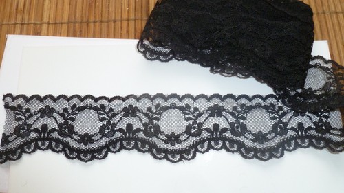 Dentelle ancienne noire 214cm - noire,
