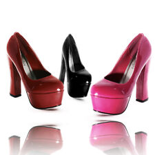Escarpins Vernis Compensé Plateforme (Noir, Rouge, Rose Fushia) NEUF T