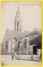 cpa 78 - ORGEVAL Yvelines EGLISE St Pierre St Paul Animée ENFANTS ÉCHASSES