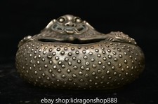 5 "Marqué Vieux Cuivre Chinois Argent Fengshui Foo Fu Lion Brosse Rondelle Pot