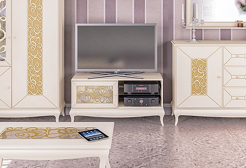 Meuble bas 121cm crème - tv,