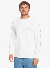 Quiksilver Mens LS Cotton Crew Neck T-Shirt ~ Omni Logo blanc