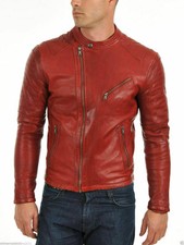 Veste en cuir rouge pour