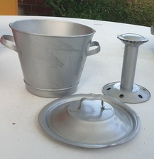 Petite LESSIVEUSE en métal gris métallisé en bon état VINTAGE