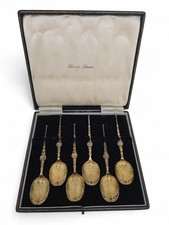 Service 6 Petites Cuillères Argent Vermeil Anglais Harrods London