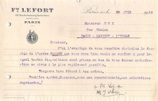 1930 F LEFORT A PARIS - M. GUY A SAINT MAIXENT L ECOLE   FACTURETTE