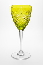 Saint Louis Chantilly verre Roemer cristal jaune taillé signé 23 cm Cristallerie
