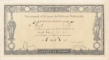 100 francs - Reçu de versement d'or pour la Défense Nationale - 1916