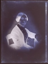 Femme PHOTO NEGATIVE d’une photo papier Plaque de verre Vintage c1900