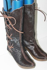 ROBERT CLERGERIE Mi Bottes Fourrure Rase Vintage Lacets T 5.5 US / 37 FR  TTBE