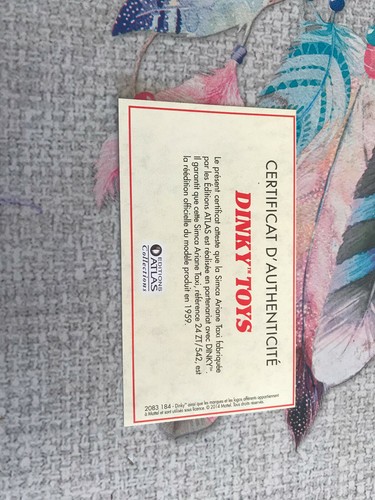 Dinky toys atlas certificat - toys,