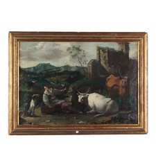 Tableau Ancien Paysage du Nord