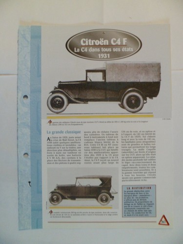 Carte fiche auto citroen - citroen, c4