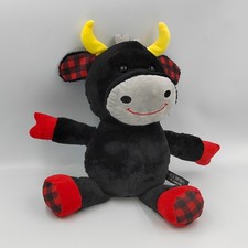 Doudou peluche taureau noir rouge jaune ROMELU DUFRAIS  - 32018