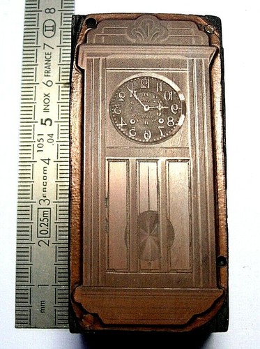 Plaque gravure cuivre horloge - gravure,