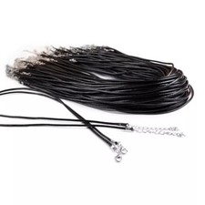 Collier cordon en cuir noir chaîne homme et femme mixte 44cm à 49cm à l'unité