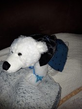 OE / Peluche  Ours Blanc Cape Bleue Noire Thierry Mugler Marionnaud L35Cm Tbe