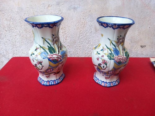 Paires vases gien décor corne - paires,