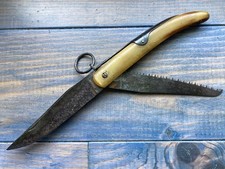 Ancien Couteau 28CM NOGENT PALME CORNE 2 LAMES VINTAGE KNIFE MESSER