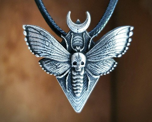 Skull moth necklace death - moth, necklace,