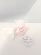 Peluche/Doudou Mouchoir Ours Rose Blanc Étoile Luminescent - Doudou Et Compagnie