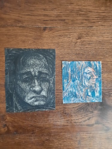 Lot dessin ancien portrait - 2,