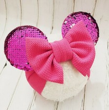 Bandeaux oreilles de Minnie Mouse Mikey avec noeud et paillettes pour bébé fille