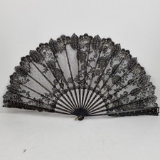  éventail, 19ème? Bois Noirci, Ébène ?dentelle, À Restaurer. 