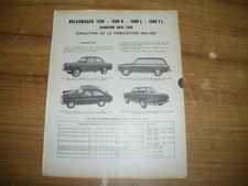REVUE TECHNIQUE évolutions des VW 1500 1600A 1600L 1600TL KARMANN GHIA 1965 1967