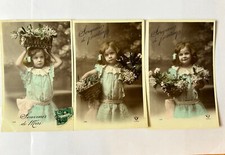 CPA Lot 3 fantaisie Enfant fillette Souvenirs de Mai Printemps Muguet